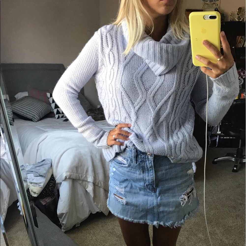 Light blue turtleneck sweater